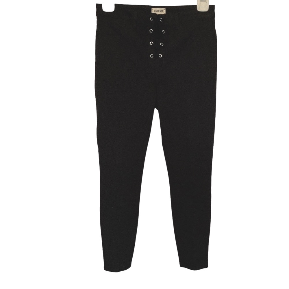 L’AGENCE The Cherie Lace-Up High Rise Skinny Jeans